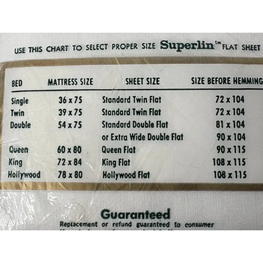 Vtg WAMSUTTA‎ Superlin Standard Twin Flat Sheet No Iron 70s USA Gold White